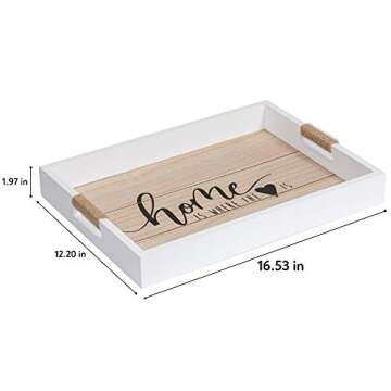 Rustic Serving Tray with Cut Out Handles, Decorative Wooden Tray, Tray Decor, Tray for Ottoman Coffee Table, Decorative Tray, Coffee Table Tray, Moudja Wooden Tray 16.53 x 12.20