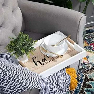 Rustic Wooden Serving Tray with Handles for Every Occasion