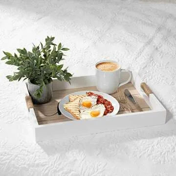 Rustic Wooden Serving Tray with Handles for Every Occasion