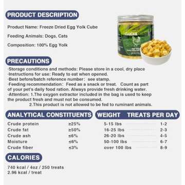 Freeze-Dried Egg Yolk Training Raw Single Ingredient Cat Treats, Solve Pet's Picky Eating Problem(Egg Yolk)