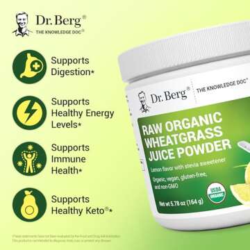 Dr. Berg Organic Wheatgrass Powder Superfood - 60 Servings