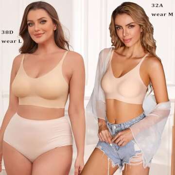 PRETTYWELL Bralettes for Women Comfort Bra, Cross Back Adjustable Bralette Bra, Seamless Everyday Bras for Women A-C Cup (Nude, XL)