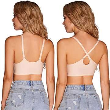 PRETTYWELL Bralettes for Women Comfort Bra, Cross Back Adjustable Bralette Bra, Seamless Everyday Bras for Women A-C Cup (Nude, XL)