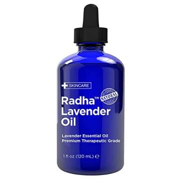 Radha Beauty - Lavender Essential Oil 4oz - Premium Therapeutic Grade, Steam Distilled for Aromatherapy, Relaxation, Laundry, Meditation, Massage, Yoga, Relief