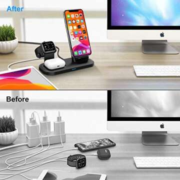 Wireless Charger 3 in 1 Wireless Charging Dock Station for Apple Airpods 2/Pro Fast Wireless Charger Stand for iPhone 11/11 Pro Max/X/XS/XR/8/8 Plus, Compatibility with Apple Watch Series 5/4/3/2/1