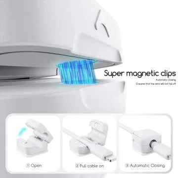 Cord Organizer Holder, 8 Pack Magnetic Desk Cable Clips Management, Hide Phone Charging Cable Keeper, Strong Adhesive Wire Charger Holder for Nightstand, Kitchen Appliances, Office Supplies