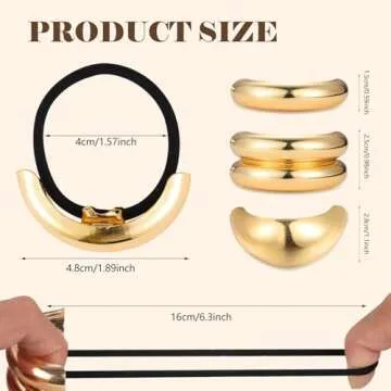 papasgix 6 PCS Metal Hair Tie, Gold Hair Ties, Gold Hair Cuff, Ponytail Hair Cuff, Gold Ponytail Cuff Silver Metal Hair Ties Hair Elastic Hair Ties for Women Gold Hair Accessories (Set 05)