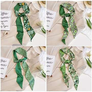 QTMY 17 Pack Purse Scarf for Bags Silk Head Scarf for Hair Handbag Women Scarfs Band Hair Neck Scarv...