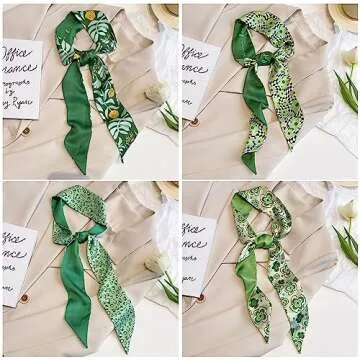 QTMY 17 Pack Purse Scarf for Bags Silk Head Scarf for Hair Handbag Women Scarfs Band Hair Neck Scarv...