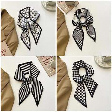 QTMY 17 Pack Purse Scarf for Bags Silk Head Scarf for Hair Handbag Women Scarfs Band Hair Neck Scarves Fashion Gifts (1)