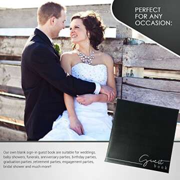 Guest Book with Complimentary Acrylic Sign and Wood Stand, Black Leatherette Wedding Guest Book, Please Sign Our Guest Book Acrylic Sign for Guest Book Wedding Reception, Blank Guest Book