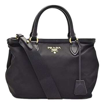 Prada Women's Black Tessuto Nylon Soft Calf Handbag 1BA173