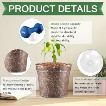 RooTrimmer 2.5" Clear Seeding Pots 100-Pack Round for Seeds Starter Pots, Seeds Germination Transparent Nursery Pots with Drainage Holes (2.5Inch,100Pcs,Clear)