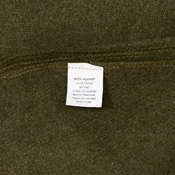 EverOne Olive Drab 80% Wool Fire Retardant Blanket 66"x90"