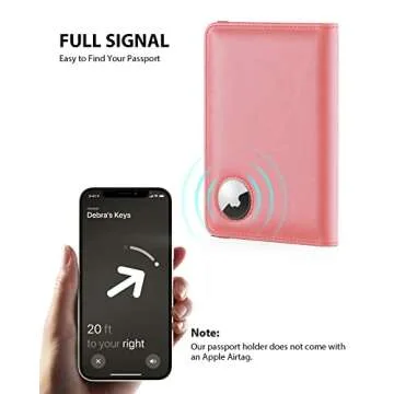 Stouchi Passport Holder with Airtag, Cute Passport Wallet for Women Travel, Leather Passport Holder Family Case, Anti-Lost, Pink