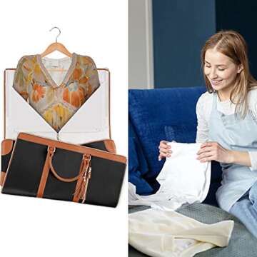 Ytonet Garment Duffle Bag, Convertible Carry on Garment Bags for Travel for Women, Water Resistant Travel Bags with Shoe Pouch, 2 in 1 Hanging Suitcase Suit Weekender Bag, Black, Large