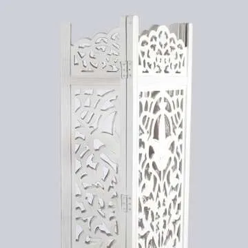 Handmade Wood Floral Foldable Room Divider - 4 Panels