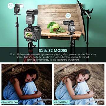 Neewer NW550 Camera Flash Speedlite, Compatible with Canon Nikon Panasonic Olympus Pentax, Sony with Mi Hot Shoe and Other DSLRs and Mirrorless Cameras with Standard Hot Shoe