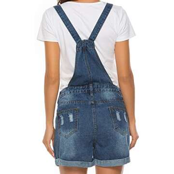 Stylish AvaCostume Women's Denim Overall Shorts - Dark Blue