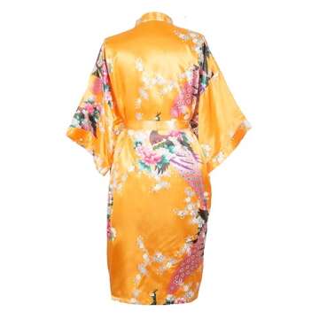 CCcollections Kimono robe long 16 colors PREMIUM Peacock bridesmaid bridal shower womens gift (Peaco...