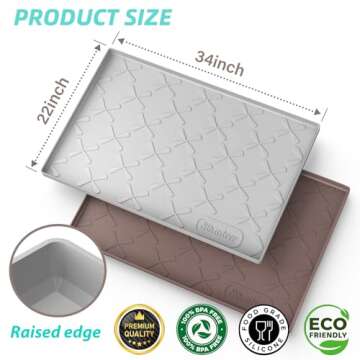 SIKADEER 34" x 22" Under Sink Mat for Kitchen Waterproof, Undersink Protectors Cabinet Liner for Shelf, Up to 3.3 Gallons Liquid, Also Use for Bathroom Organizers and Storage Boot Tray Pet
