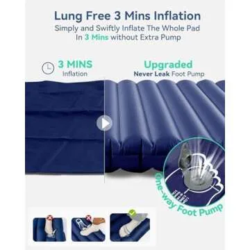 Hikenture Double Sleeping Pad for Camping, Ultralight 4" Extra-Thick Camping Mattress 2 Person, Inflatable Backpacking Sleeping Mat, Hiking Air Mattress for Tent (Foot Pump)