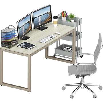 SHW 55-Inch Maple Office Computer Desk - Durable & Stylish