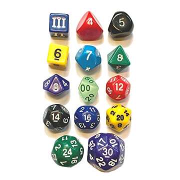 Impact! Miniatures Rainbow - 14 Unusual Dice Set for DCC Adventures