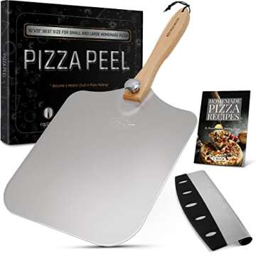 Kitchus Moon Large Pizza Peel 16 inch - Extra Large Metal Peel with 14 inch Cutter
