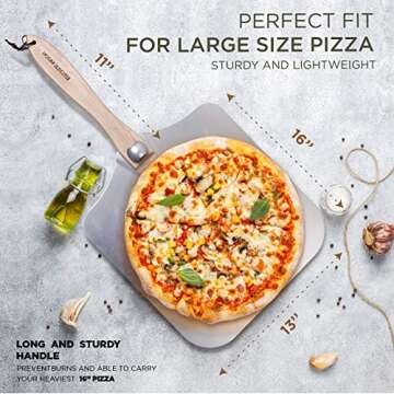 Kitchus Moon Large 16" Pizza Peel & Cutter Set - Perfect for Pizza Night