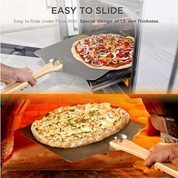 Kitchus Moon Large 16" Pizza Peel & Cutter Set - Perfect for Pizza Night