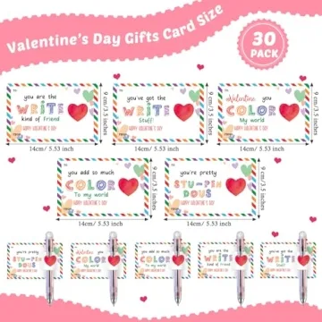 Sabary Valentine's Day Cards Set with Multicolor Pens