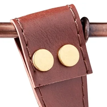 Amazon Brand – Stone & Beam Modern Round Metal Wire Storage Basket with Faux Leather Handles - Pack of 2, Brown