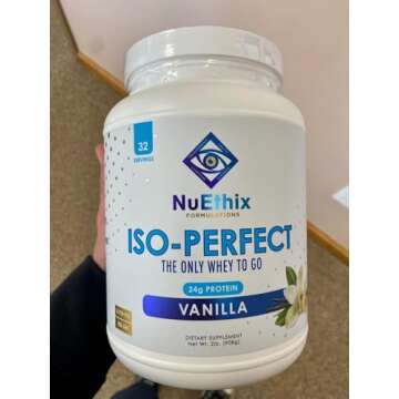 NuEthix Formulations Iso-Perfect Whey Protein Isolate Powder with 24g Protein, Naturally Sweetened w...