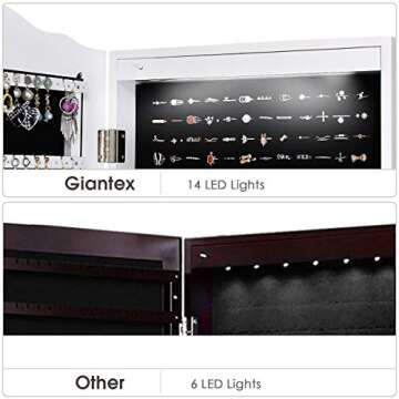 Giantex Jewelry Organizer with Mirror & LED Lighting