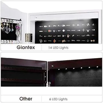 Giantex Jewelry Organizer with Mirror & LED Lighting