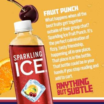 Sparkling Ice, Fruit Punch Sparkling Water, Zero Sugar Flavored Water, with Vitamins and Antioxidant...