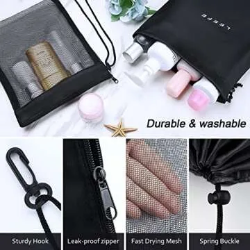 LEEFE Shower Bag Tote - Portable Mesh Caddy Organizer