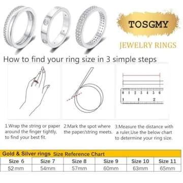 TOSGMY Love Friendship Lucky Ring Cubic Zirconia Gold Ring Sets for Women Stainless Steel Wedding Statement Thumb Ring Bands, 6 7 8 9 10 11, Brass, Cubic Zirconia