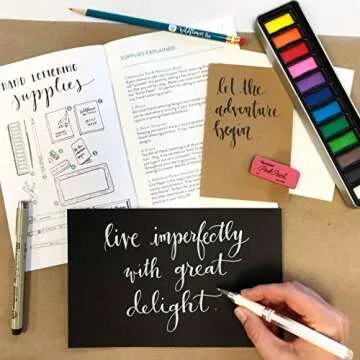 Wildflower Art Studio Hand Lettering Kit - Beginning Hand Lettering Set with Instructional Booklet and 4 Practice Alphabets - DIY Hand Lettering for Beginners