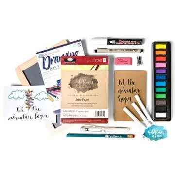 Wildflower Art Studio Hand Lettering Kit - Beginning Hand Lettering Set with Instructional Booklet and 4 Practice Alphabets - DIY Hand Lettering for Beginners