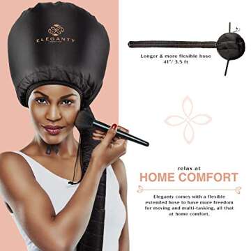 Eleganty Extra Large Soft Bonnet Hood Hairdryer Attachment with Headband That Reduces Heat Around Ears and Neck to Enjoy Long Sessions - Used for Hair Styling, Deep Conditioning and Hair Drying