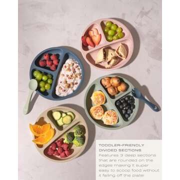 Hippypotamus Toddler Plates with Suction - 100% Food-Grade Silicone Baby Plates - Microwave & Dishwa...