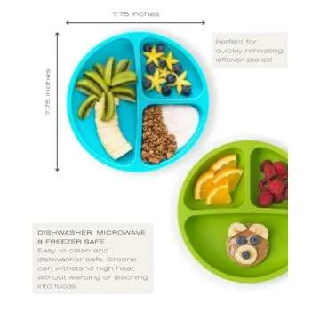 Hippypotamus Toddler Plates with Suction - 100% Food-Grade Silicone Baby Plates - Microwave & Dishwasher Safe - BPA Free - Set of 3 (Pink/Mint/Lavender)