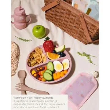 Hippypotamus Toddler Plates with Suction - 100% Food-Grade Silicone Baby Plates - Microwave & Dishwasher Safe - BPA Free - Set of 3 (Pink/Mint/Lavender)