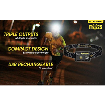 NiteCore NU25 360 Lumen Ultralight Rechargeable Headlamp