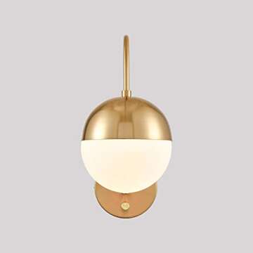 TENGIANTS Mid Century Modern Wall Sconce with Switch Gold Wall Lamp Brass Finished Plug in Wall Ligh...