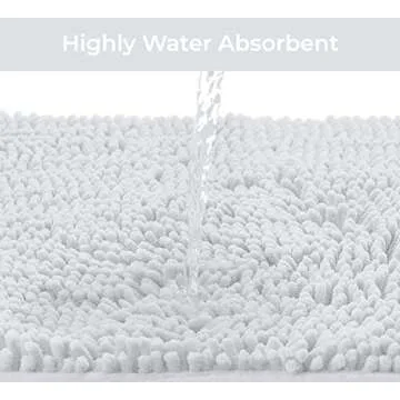 LuxUrux 2 piece Bathroom Rug Set - Premium Plush Bath Mat Shower Rugs, 1" Chenille Microfiber, Non-Slip & Absorbent, Soft & Cozy, Durable Stylish (20x30 & 16x24 inches, White)