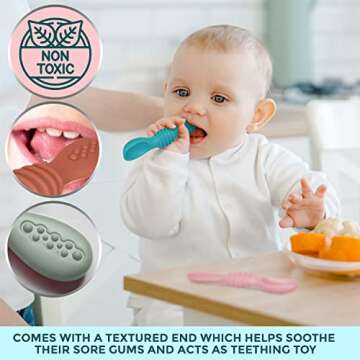 Baby Spoons, Baby Feeding Essentials, Baby Led Weaning Supplies, Baby Spoons Self Feeding 6 Months, Baby Utensils, Silicone Baby Feeding Set, Toddler Feeding Supplies, Silicone Baby Spoon BPA Free