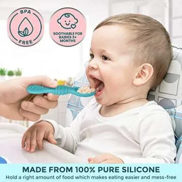 Baby Spoons, Baby Feeding Essentials, Baby Led Weaning Supplies, Baby Spoons Self Feeding 6 Months, Baby Utensils, Silicone Baby Feeding Set, Toddler Feeding Supplies, Silicone Baby Spoon BPA Free